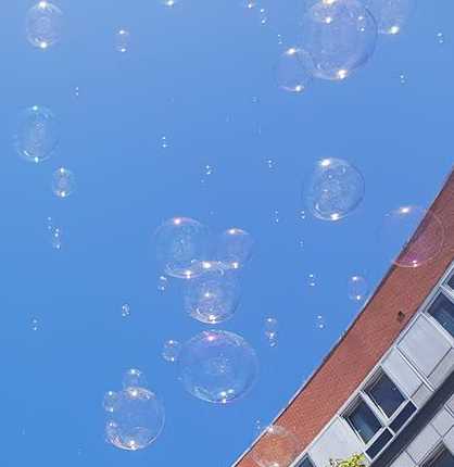 Giant Bubbles by Circus Wunderbar in the sky over Nottingham